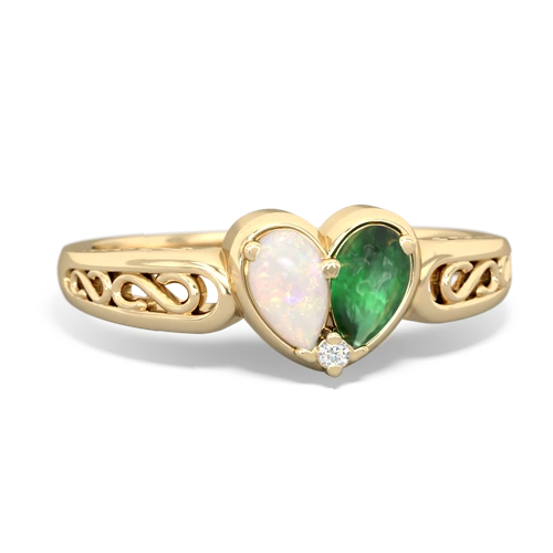 opal-emerald filligree ring