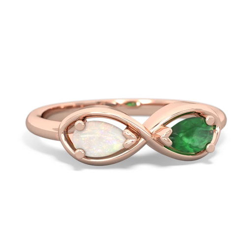 Opal Genuine Opal with Genuine Emerald Infinity ring Ring