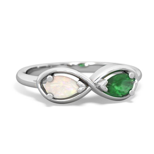 Opal Genuine Opal with Genuine Emerald Infinity ring Ring