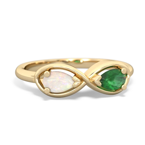 opal-emerald infinity ring