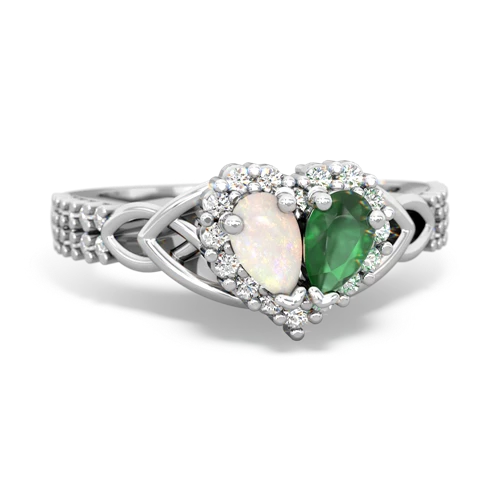 Opal Genuine Opal with Genuine Emerald Celtic Knot Engagement ring Ring