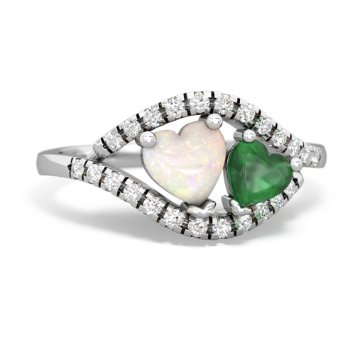 opal-emerald mother child ring