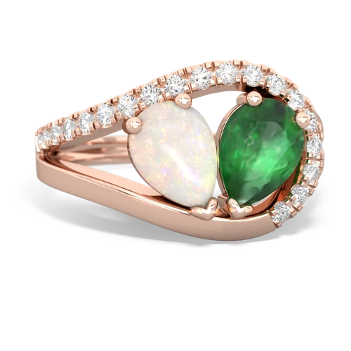 opal-emerald pave heart ring