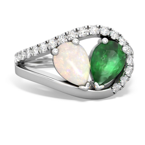 opal-emerald pave heart ring