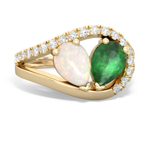 opal-emerald pave heart ring