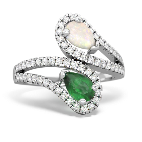 Opal Genuine Opal with Genuine Emerald Diamond Dazzler ring Ring