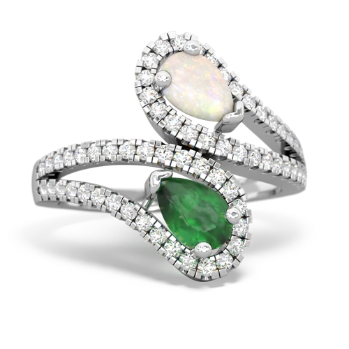 opal-emerald pave swirls ring