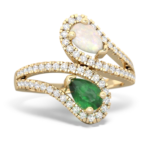 opal-emerald pave swirls ring