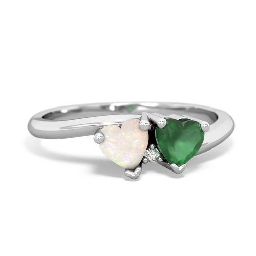 Opal Genuine Opal with Genuine Emerald Sweetheart's Promise ring Ring