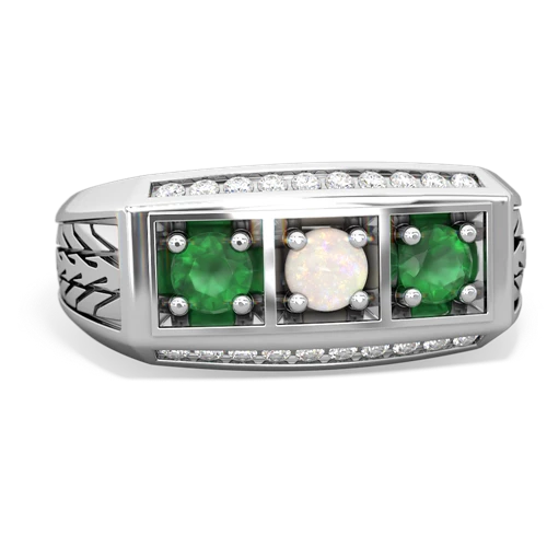 opal-emerald three stone ring