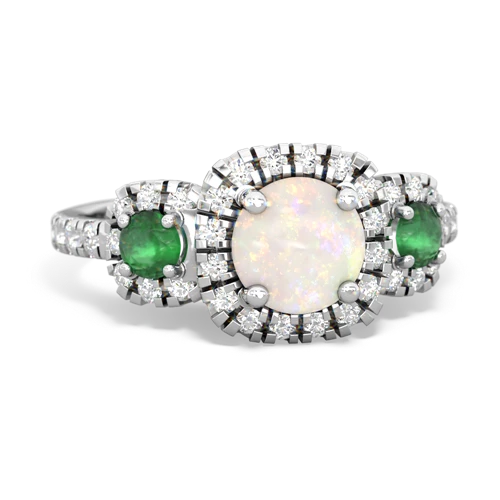 Opal Genuine Opal with Genuine Emerald and  Regal Halo ring Ring