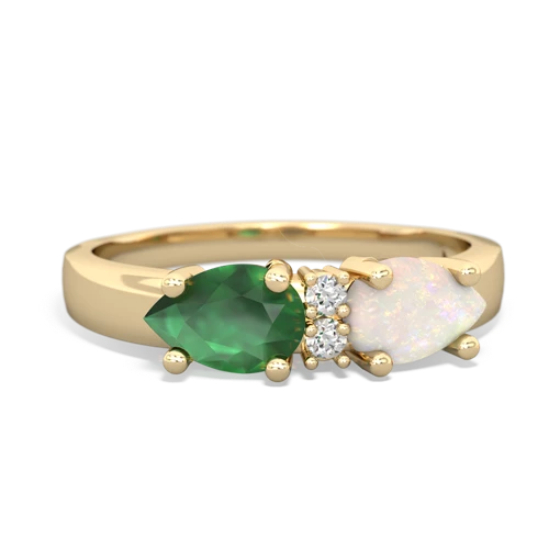 Opal Genuine Opal with Genuine Emerald Pear Bowtie ring Ring