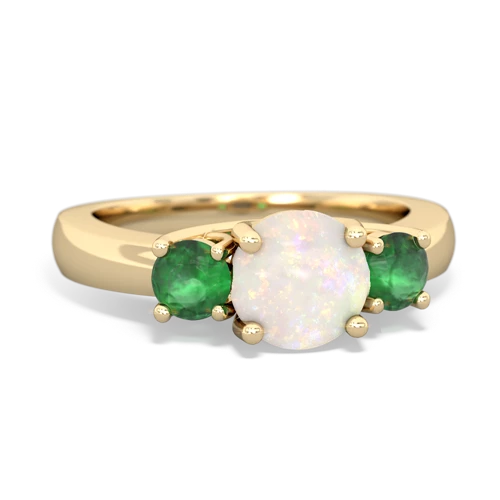 Opal Genuine Opal with Genuine Emerald and Genuine Amethyst Three Stone Trellis ring Ring