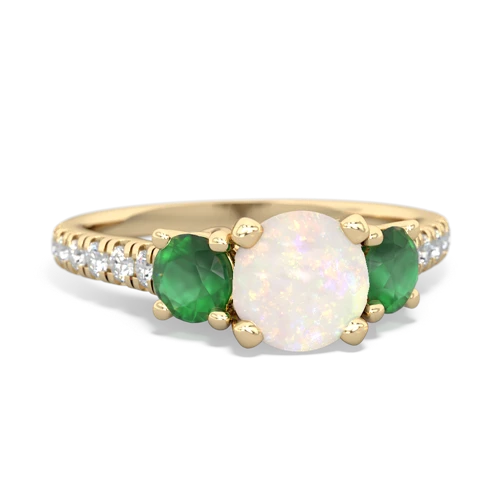 Opal Genuine Opal with Genuine Emerald and Genuine Smoky Quartz Pave Trellis ring Ring