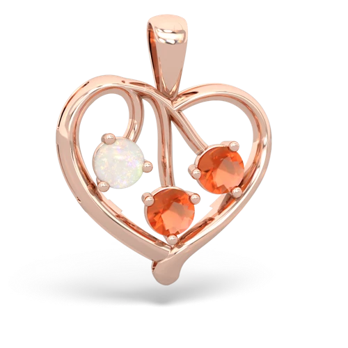 Opal Genuine Opal with Genuine Fire Opal and Lab Created Alexandrite Glowing Heart pendant Pendant