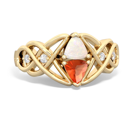 opal-fire opal celtic knot ring