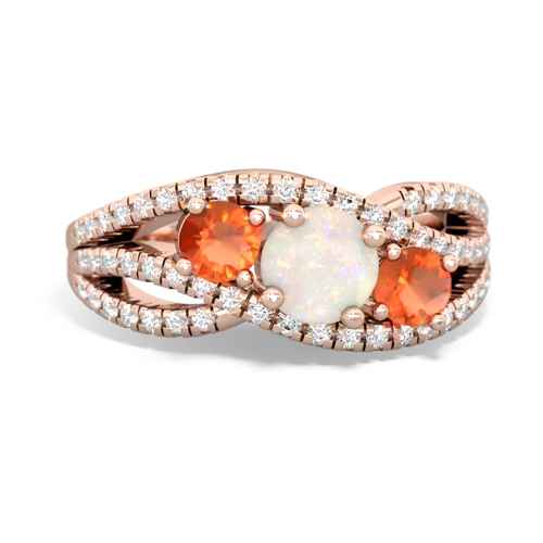 opal-fire opal three stone pave ring