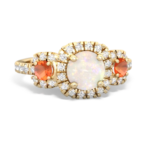 Opal Genuine Opal with Genuine Fire Opal and Lab Created Alexandrite Regal Halo ring Ring