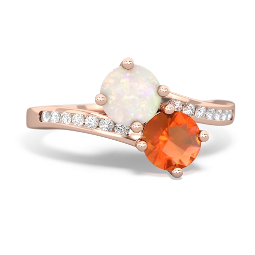 opal-fire opal two stone channel ring