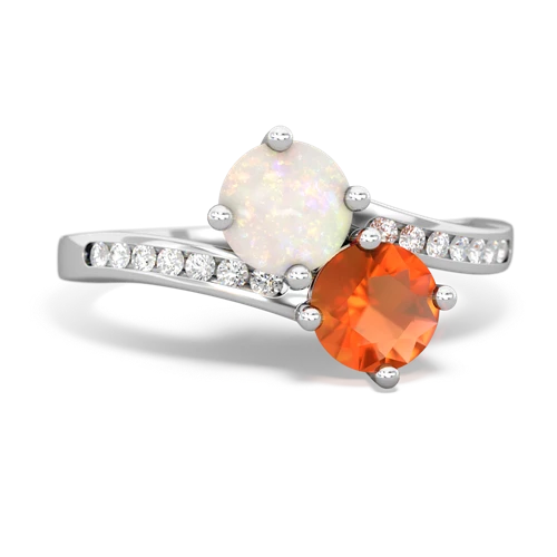 opal-fire opal two stone channel ring