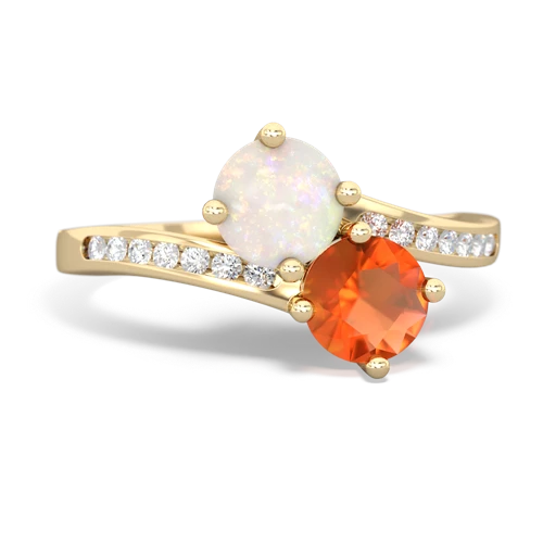 opal-fire opal two stone channel ring