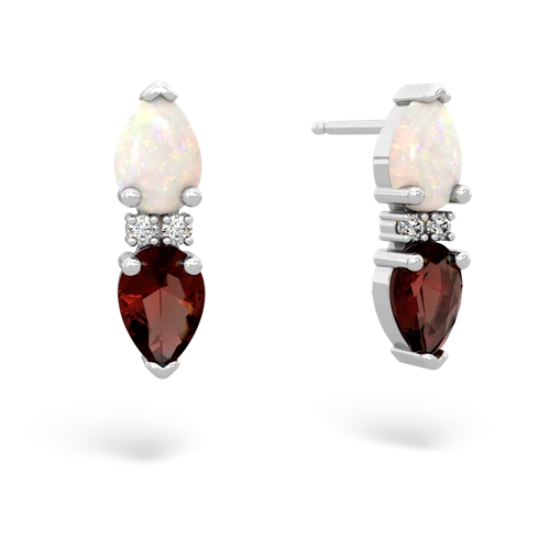opal-garnet bowtie earrings