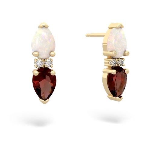 opal-garnet bowtie earrings