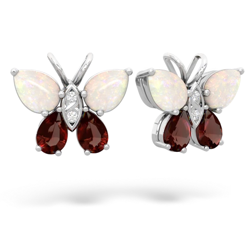 opal-garnet butterfly earrings