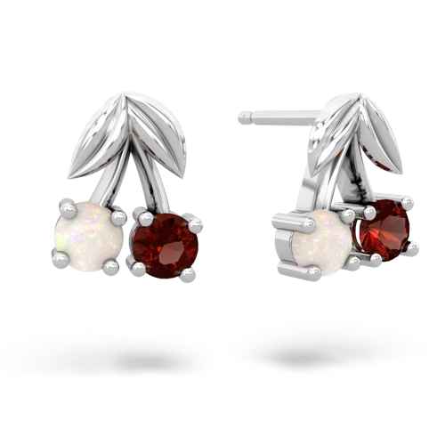 opal-garnet cherries earrings