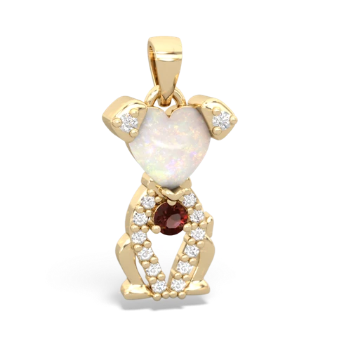 opal-garnet birthstone puppy pendant