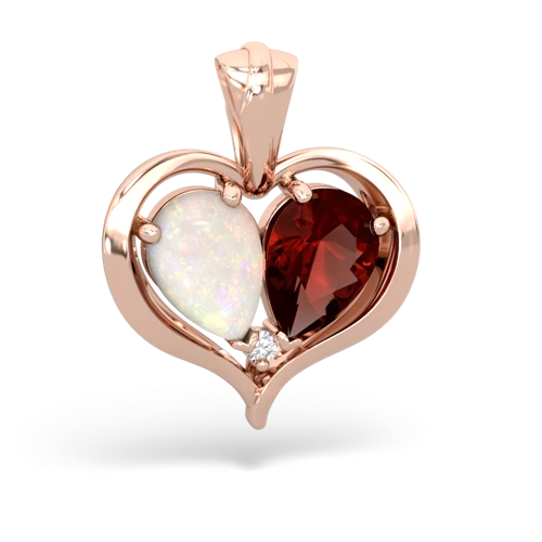 opal-garnet half heart whole pendant