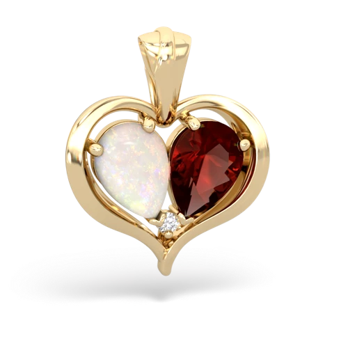 opal-garnet half heart whole pendant