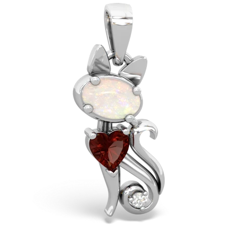 opal-garnet kitten pendant