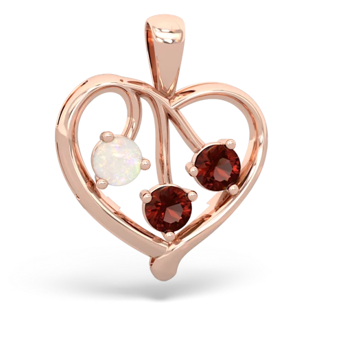 Opal Genuine Opal with Genuine Garnet and Lab Created Pink Sapphire Glowing Heart pendant Pendant