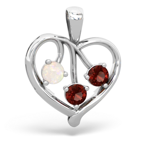 opal-garnet love heart pendant