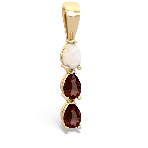 Opal Genuine Opal with Genuine Garnet and Lab Created Pink Sapphire Three Stone pendant Pendant