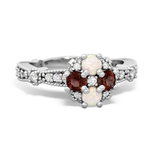 opal-garnet art deco engagement ring