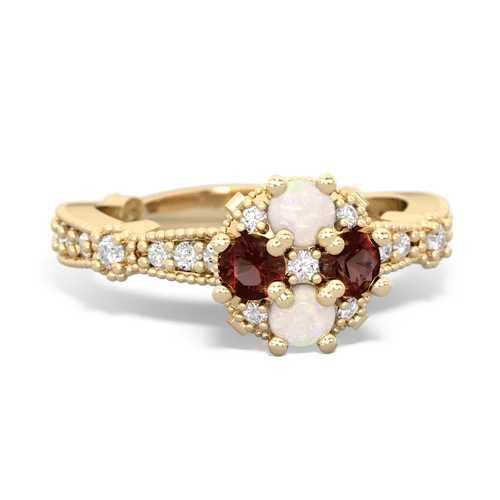 opal-garnet art deco engagement ring