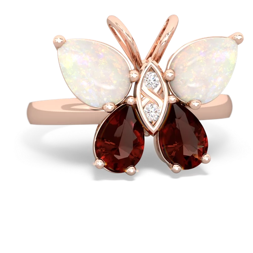 opal-garnet butterfly ring