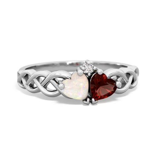 opal-garnet celtic braid ring