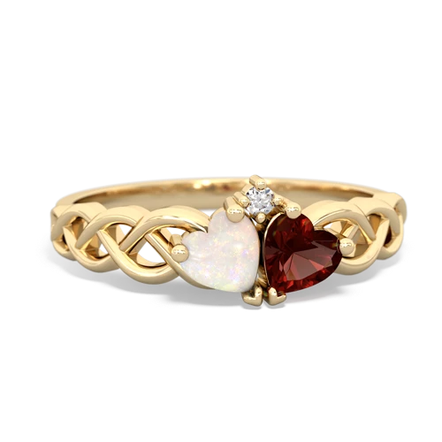 opal-garnet celtic braid ring