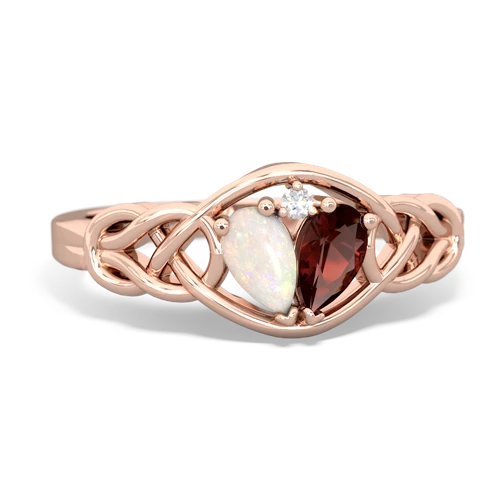 opal-garnet celtic knot ring