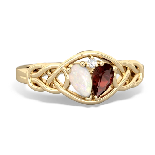 opal-garnet celtic knot ring