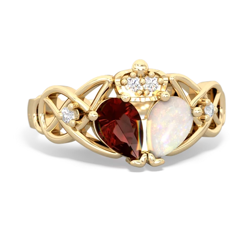 opal-garnet claddagh ring