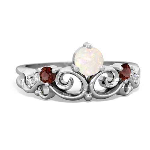 Opal Genuine Opal with Genuine Garnet and Lab Created Pink Sapphire Crown Keepsake ring Ring