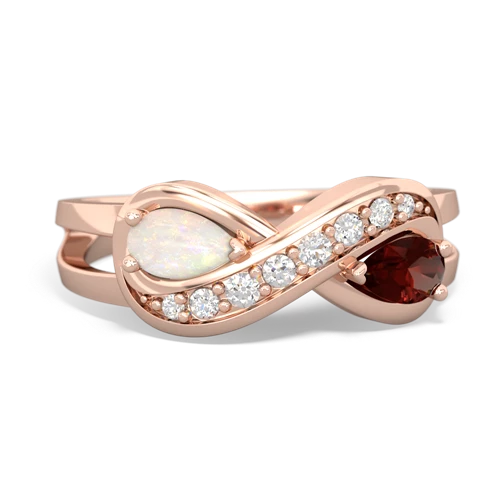 opal-garnet diamond infinity ring