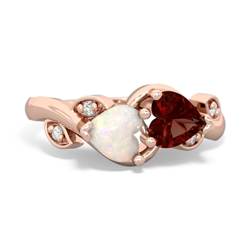 opal-garnet floral keepsake ring