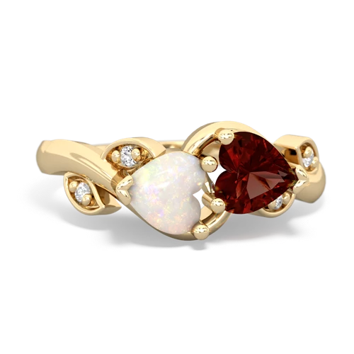 opal-garnet floral keepsake ring