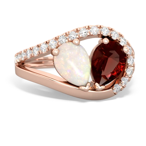 opal-garnet pave heart ring