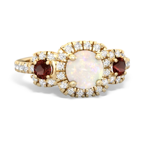 Opal Genuine Opal with Genuine Garnet and Lab Created Pink Sapphire Regal Halo ring Ring
